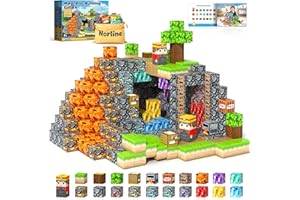 NORLINE 100PCS Magnetic Blocks Building Toys, STEM Learning Sensory Toys for Kids Age 3-5 4-8 5-7 8-12, Gem Cave Adventure Mine Magnet World Craft, Christmas Game Gift for for 3+ Years Old Boys Girls(0.8")
