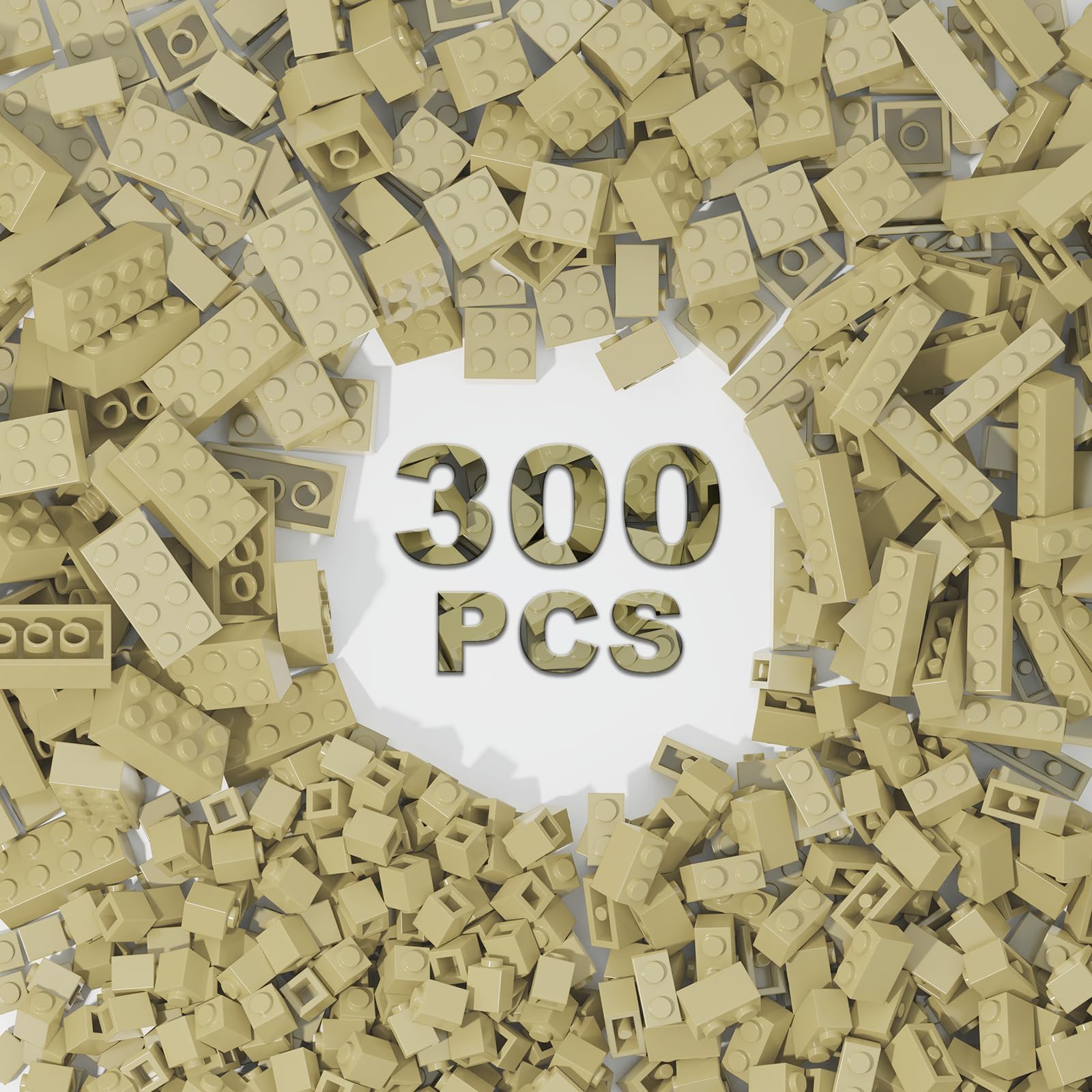 300 PCs Classic Building Bricks, Tan Bulk Bricks, Compatible With All Major Brand Parts and Pieces, Creative Building Block Toys for Boys Girls (Tan) — image 1