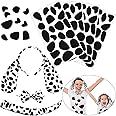 WILLBOND Dalmatian Dog Ear Headband, Bow Tie, Tail Set with 4 Sheets Adhesive Felt Circles Felt Pads for Halloween DIY Projects Costume Party Decorations Supplies
