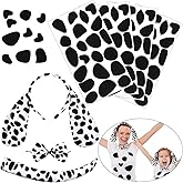 WILLBOND Dalmatian Dog Ear Headband, Bow Tie, Tail Set with 4 Sheets Adhesive Felt Circles Felt Pads for Kids Adult Dalmatians Costume Accessories 100 Day of School DIY Projects Cosplay Party Supplies