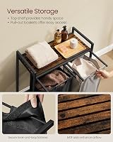 VASAGLE 2-Compartment Laundry Hamper with Shelf, Pull-Out Liners, Rustic Brown view 4