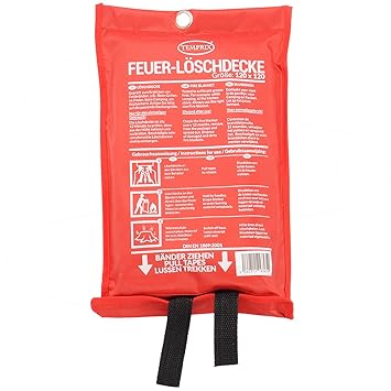 Temprix Löschdecke & Brandschutzdecke | Sofort-Hilfe für Zuhause, Freizeit & Werkstatt | Feuer-Löschdecke Zum Aufhängen | 120