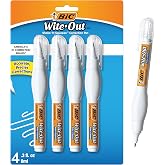 BIC Wite-Out Brand Shake n Squeeze Correction Pen, 8 ML, 4-Count | Fast and Precise Coverage | Needle-Point Tip for Accurate Application | Dries Quickly for Immediate Writing