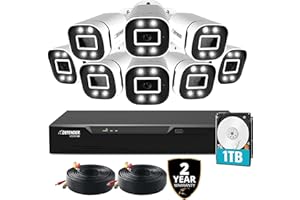 Defender 4K 8MP Ultra HD Vision AI Smart Artificial Intelligence Wired 1TB 8CH DVR Security System with 8 Deterrence Cameras,