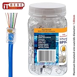 ITBEBE Gold Plated 100 Pieces End Pass Through RJ45