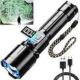 Rechargeable Flashlight 990000 High Lumen, Brightest LED Flashlights with IPX7 Waterproof, Zoomable, 6 Lighting Modes Super B