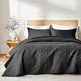 akkialla King/Cal King Quilt Bedding Set for All Seasons,Lightweight Black Bedspreads King Size,Modern Style Microfiber Soft Floral Pattern Coverlet Set(1 Quilt,2 Pillow Shams)