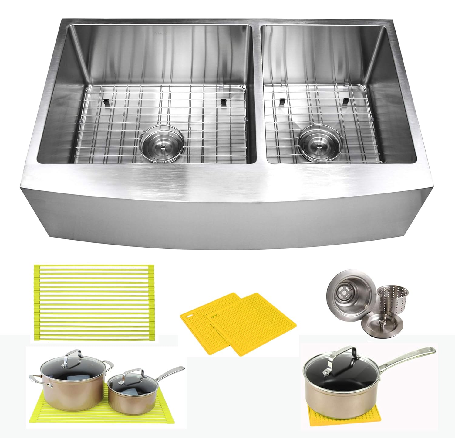 Best Ariel 33′ Stainless Steel Double Bowl Kitchen Sink