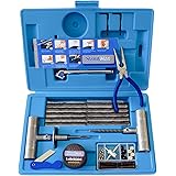 67 Piece Heavy Duty Flat Tire Repair Kit with Auto Changing & Insertion Tools|Onroad/Offroad Tubeless Puncture Set|Vulcanizing Plugs Fix Tire without Glue|Truck,Car,Motorcycle,ATV,UTV,Jeep,Lawnmower