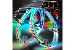 OTOMO Adjustable 18"-14" 2-Row Wheel Ring Flows Lights DREAMCOLORS APP&IR, 696-LED Chases Neon Rim Light with Brake&Turn Signal Fit for Truck Car (12"≤Rotor Brake Dia., 17"≤Rim Inner Edge Dia.≤23")