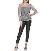 DKNY Womens Mesh Side Ruching Lightweight Sportswear Top