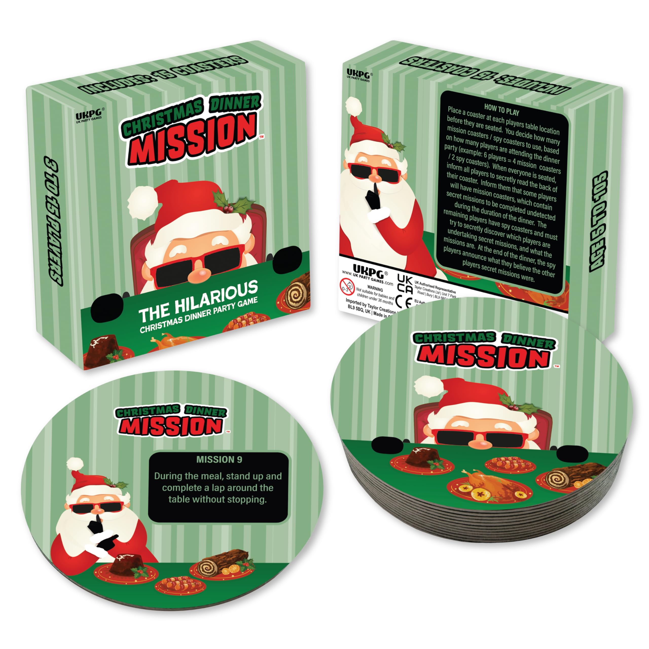 UKPG Christmas Dinner Game | CHRISTMAS DINNER MISSION | 3 to 15 players |For Children, Family, Kids, Christmas Dinner, Christmas eve box fillers, Christmas stocking fillers