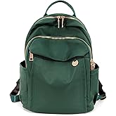 M-ioi-M Compact Small Fashion Backpack Purse for Women, Chic Mini Daypack with Gold-Tone Hardware, Casual Minimalist Lightweight Water-Resistant Nylon Bag for Petite Women & Daily Essentials (Green)