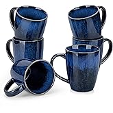 vancasso STARRY Ceramic Coffee Mug Set of 6, 16 Oz Tea Cups with Handle for Latte, Tea, Cappuccino, Milk, Cocoa, Microwave&Dishwasher Safe, Blue
