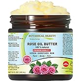 Botanical Beauty ROSE OIL BUTTER 100% Natural Rose Essential Oil in Shea Nut Butter for FACE SKIN BODY HAIR NAILS Beauty Skin Moisturizer Oil Butter Skin Nourishing (8 Fl Oz 240 ml)