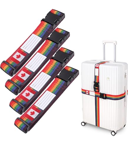 4 Sangles Pour Bagages Réglables 2.5x100 Cm - Nylon Renforcé, Boucles Plastique - Pour Valises, Camping, Rangement