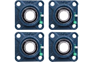 Jeremywell UCF202-10 Pillow Block Bearing (4 Pack), 5/8 inch Bore, Square, 4-Bolt Flange Mounted, Solid Base, Self-Alignment