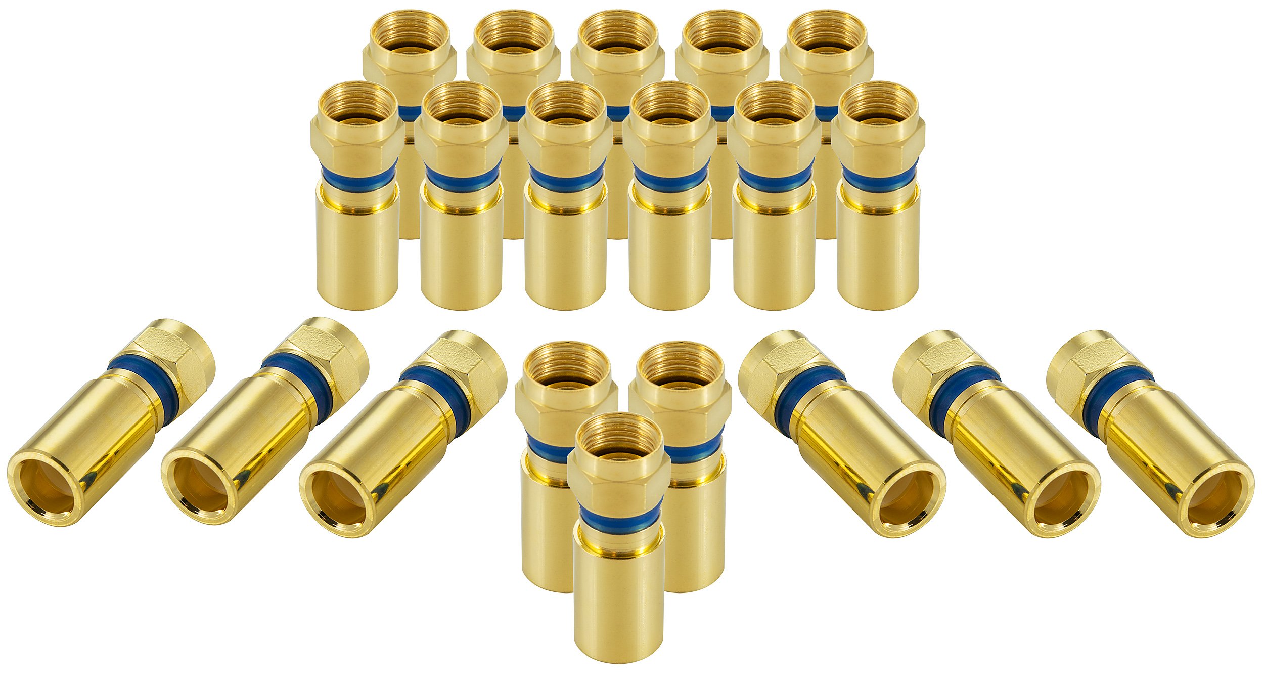 POPPSTAR 20x SAT F Compression Plug, for Coaxial Cable (RG58,RG59,5-7.5mm), gold plated