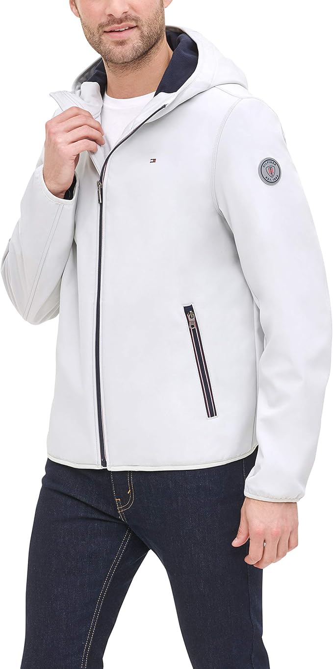 tommy hilfiger men's hooded performance soft shell jacket