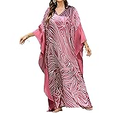 Bsubseach Kaftan Dresses for Women Plus Size Swimsuit Cover Ups Stripe Print Maxi Beach Caftan Moo Moos Dress