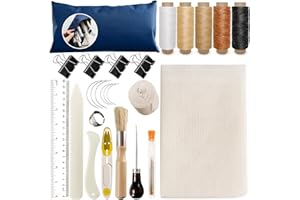 KREAPA 35pcs Book Binding Kits,Book Cloth Hand Bookbinding Toolsfor Beginners Bookbinding Supplies with Paper Awl Binding Ribbon Glue Brush and Ruler for DIY Bookbinding Crafts
