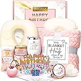 HSOEIXL Birthday Gifts for Women, Unique Spa Birthday Gift Basket with Blanket for Women - Happy Birthday Gifts for Her, Mom, Sister, Teacher, Girlfriend, Coworker, Wife, Bestie, BFF