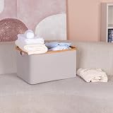 efluky 60L Foldable Laundry Basket Bamboo Fabric Collapsible Storage Grey view 3