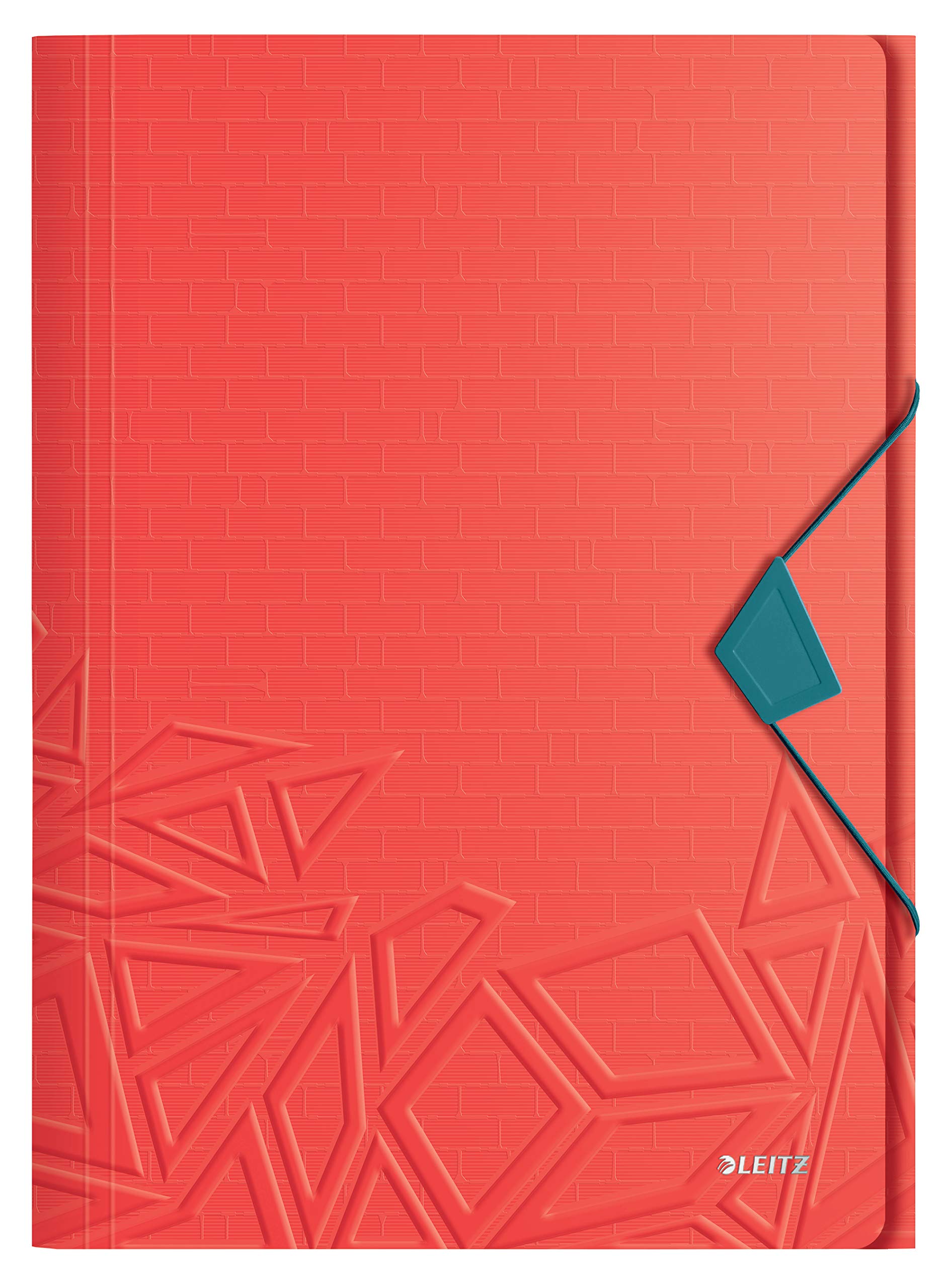 Leitz 3-Flap Folder, Holds up to 150 A4 Sheets, Elastic Closure, Flexible Plastic, Red, Urban Chic Range, 46490020