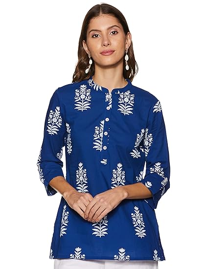 Women's Floral Regular Fit 3/4 Sleeve Cotton Top