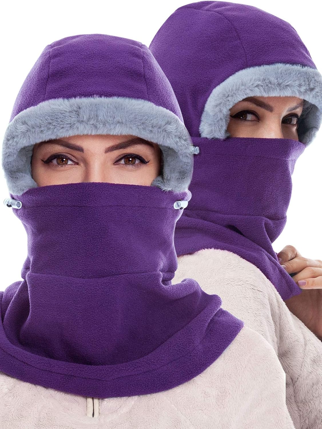 Dimples Excel Balaclava Ski Mask Face Mask Feece Hood Hooded Scarf Winter Women Men Purple