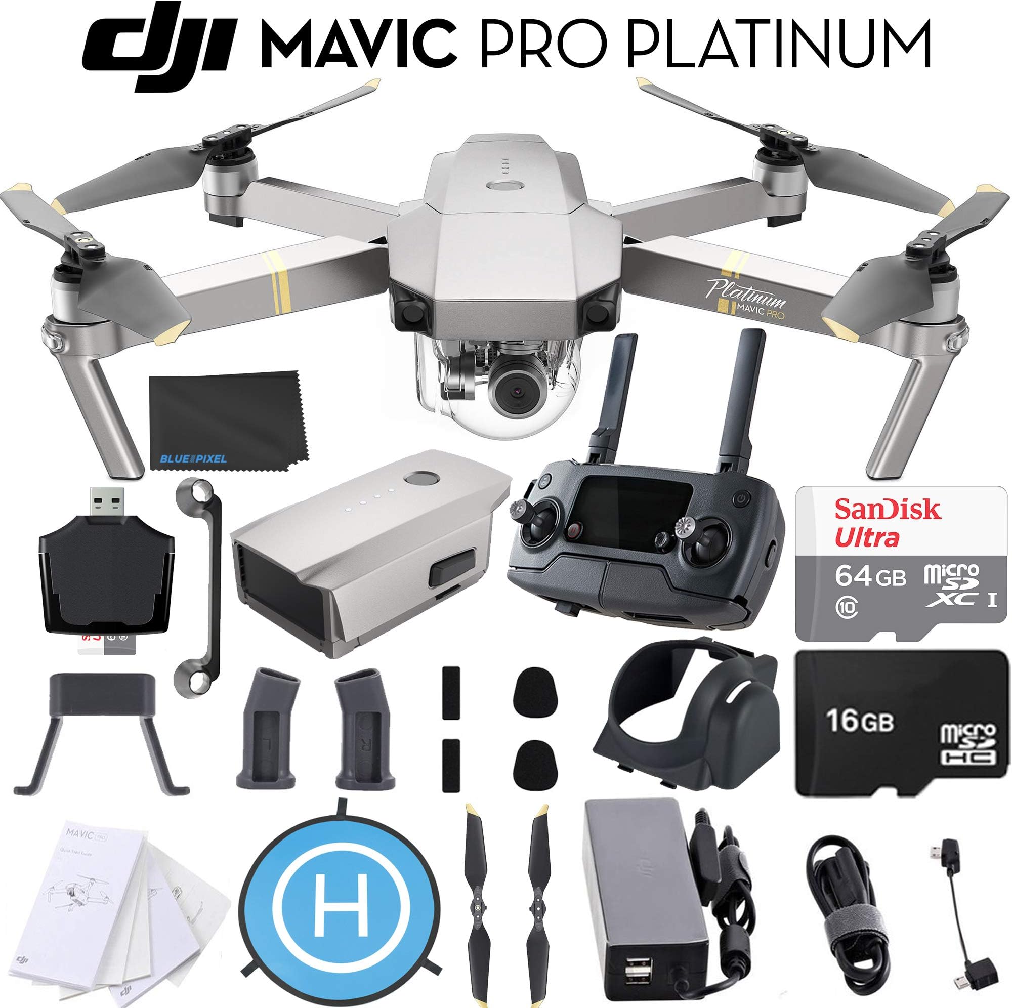 DJI Mavic Pro Platinum 4k Quadcopter Drone 64gb Ultimate Starter Bundle Kit