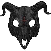 PURFUN Gothic Goat Head Skull Mask Ram Horns Animal Skull Costume Mask Demon Devil Evil Mask Cosplay Halloween Decor Prop