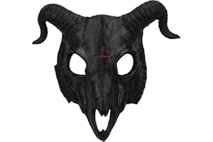 PURFUN Gothic Goat Head Skull Mask Ram Horns Animal Skull Costume Mask Demon Devil Evil Mask Cosplay Halloween Decor Prop