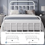 Yaheetech 3ft Single Bed Frame Vintage Iron Platform White High Headboard view 4