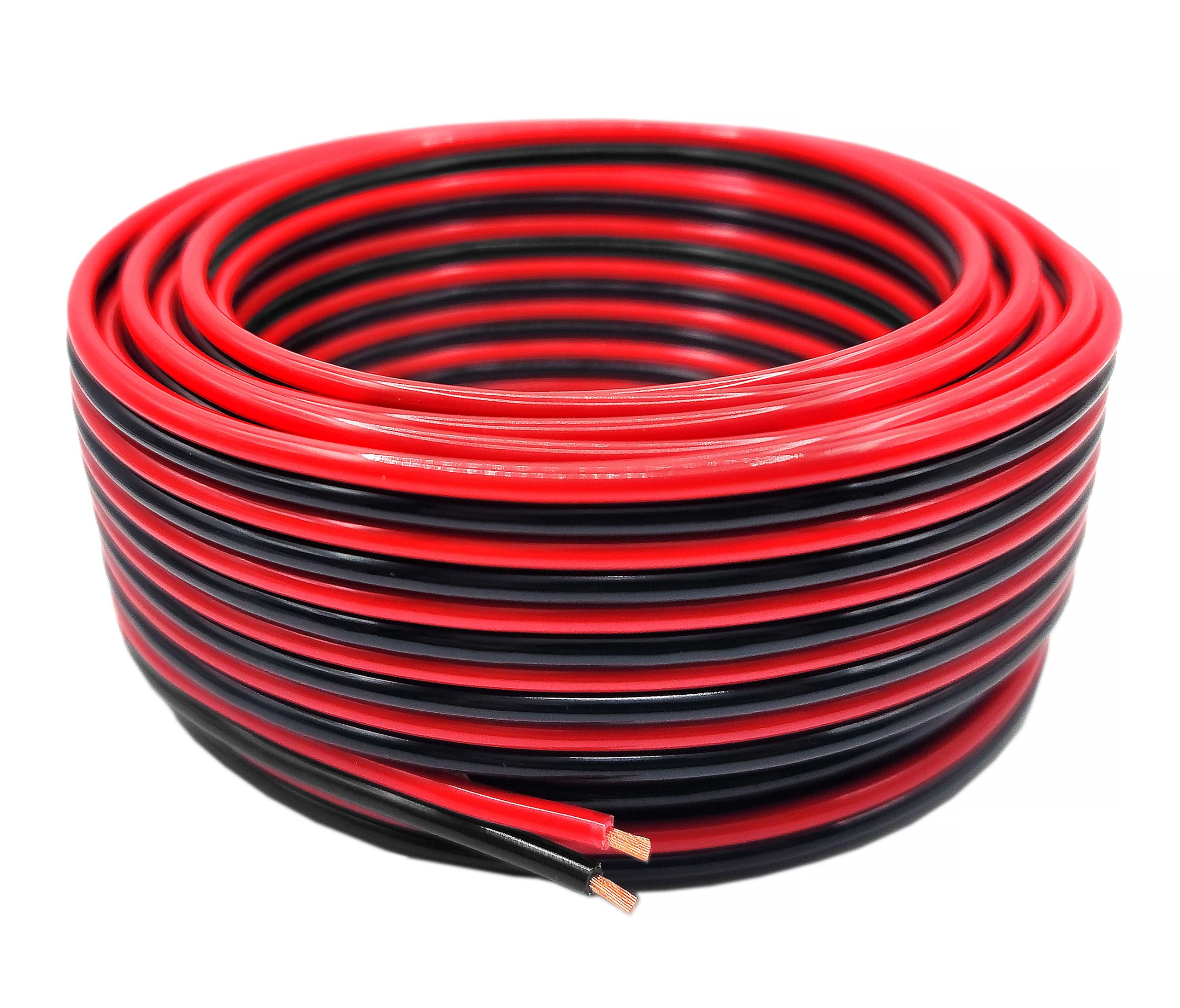 Photo 1 of 14 Gauge 100% Copper Stranded Red Black Zip Cable | OFC 14 AWG (American Wire Guage) 2 Conductor Bonded Cord for DC Power Automotive Car Audio Speaker LED Trailer Light Hookup Primary Wiring (50 ft)