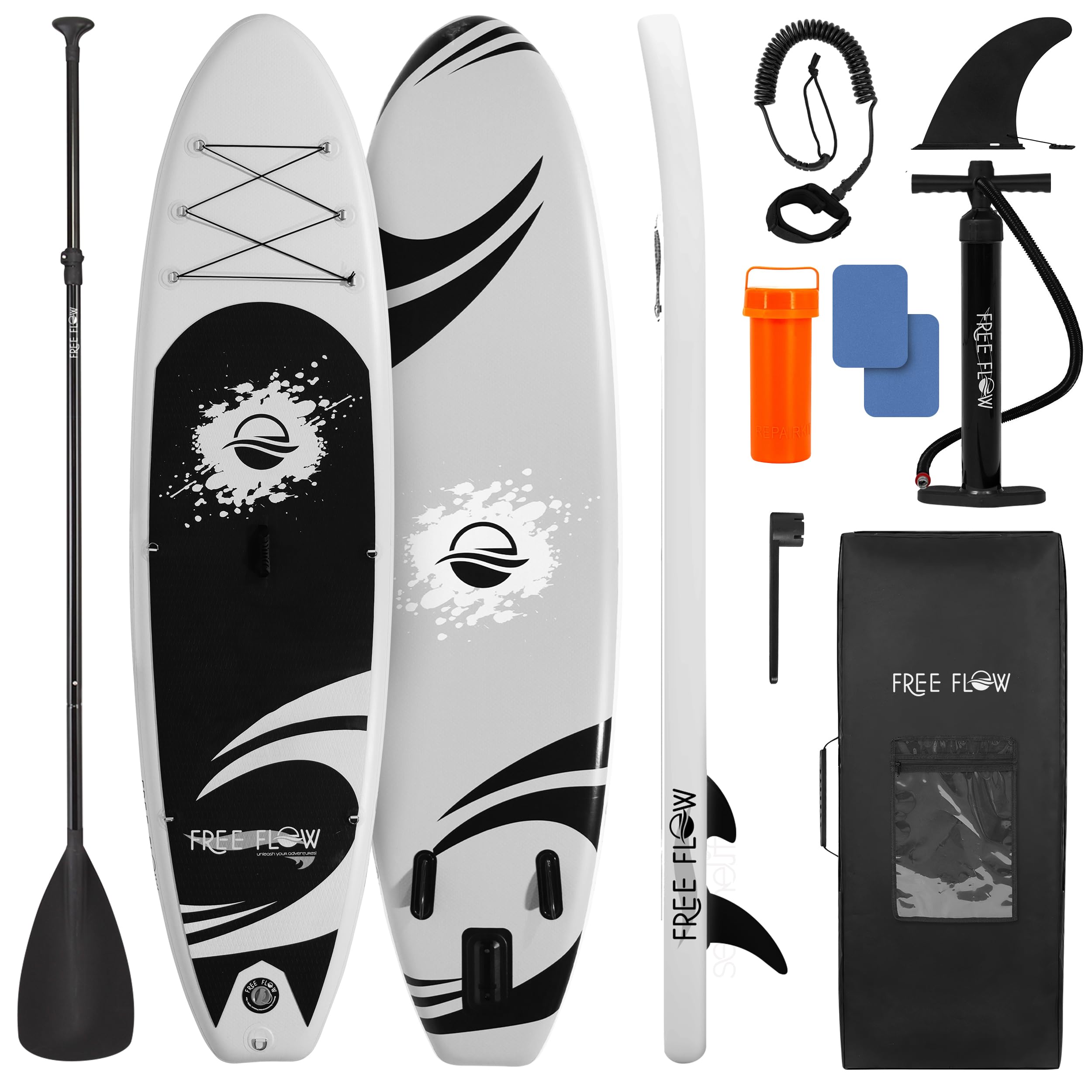 SereneLife Inflatable Stand Up Paddle Board - Wide Stable Design, Non-Slip Deck for Adults & Youth with Premium Paddle Board Accessories: Carry Bag, Dual Action Pump, Paddle, Ankle Leash - 10'10" Image