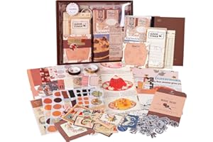 TIANREN Aesthetic Scrapbook kit(348pcs),Junk Journal/Daily Journal Scrapbooking Supplies Stationery,A6 Grid Notebook,DIY journaling Craft Gift for Teen Girls, Boys,Kids,Women..（Vintage