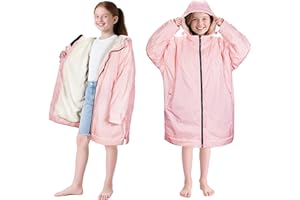 Catalonia Swim Parka with Hood, Lightweight Youth Surf Swim Jacket, Waterproof & Warm Sherpa Lined Swim Coat