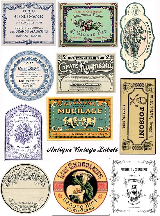 amazoncom assorted vintage ephemera apothecary vintage label images