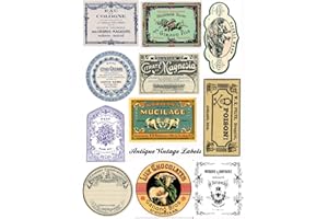 PAPER MOON MEDIA Assorted Vintage Ephemera #101 Vintage Label Images on Collage Sheet for Photo Art, Scrapbooking, Collage, Decoupage