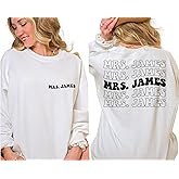 Merrvey Personalized Mrs Sweatshirt for Bride Sweatshirt Fiance Sweater Last Name Pullover Custom Bride Crewneck for Women Mrs Gifts for the Bride 2026 Wedding Gift