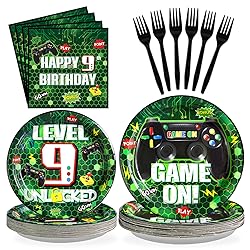 Grencian 96 Pcs 9th Birthday Video Game Party