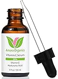 Amara Organics Vitamin C Serum for Face 20% with Hyaluronic Acid & Vitamin E, 1 fl. oz.