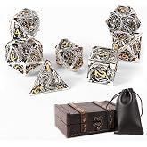 7pcs Metal Dice Set D&amp;D,Unique New Dragon Pattern DND Metal Dice Set | Used for Dungeons and Dragons Role Playing Game(RPG),MTG,Pathfinder,Table Game,Board Games