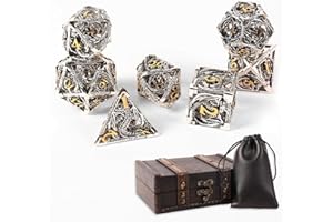 ANCIENT DEER AncientDeer 7pcs Metal Dice Set D&D, Unique New Dragon Pattern DND Metal Dice Set, Used for Dungeons and Dragons Role Playing Game(RPG),MTG,Pathfinder,Table Game,Board Games