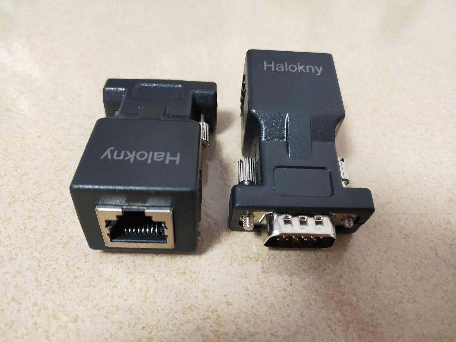 Halokny VGA Extender Over Ethernet Adapter, VGA 15 Pin Male to CAT5 CAT6 RJ45 Female Network Cable Extender Connector Adapter(2-Pack) - Image 3