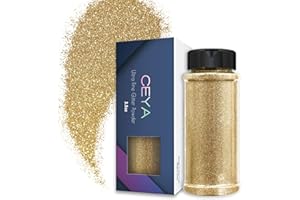Ceya 3.5oz/ 100g Ultra Fine Glitter Powder Champagne Gold Glitter 1/128” 0.008” 0.2mm for Resin Tumbler Jewelry Nail Art Face