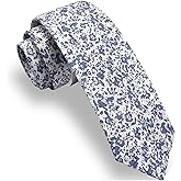 GUSLESON Fashion 2.4"（6cm） Floral Skinny Tie for Men Slim Flower Print Cotton Necktie for Wedding Party