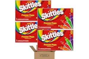 Skittles Freezer Pops 40 Count Assorted Variety Pack - 4 Boxes of 10 Pops Each - Orange, Strawberry, Green Apple and Grape - Summer, 4th of July, Sports, Cooler Snack - In Cornershop Confections Box