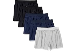 Amazon Essentials Cotton Jersey Boxers - Men's Underwear, Available in Big & Tall, Pack of 5